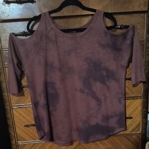 Women's Cold-Shoulder Tie-Dye Tunic Top - Purple